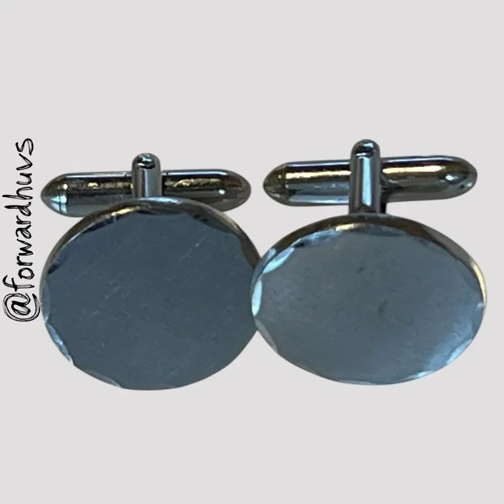 Vintage Swank Silver Tone Round Cufflinks Classic Formal